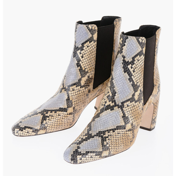 NEW TORY BURCH BANANA EMBOSSED SNAKESKIN LEATHER CHELSEA ANKLE BOOTIES BOOTS 6.5 - Picture 9 of 16